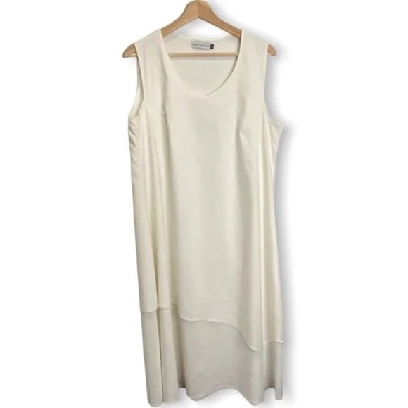 DOWN TO EARTH Dresses & Skirts - DOWN TO EARTH Off White Linen Rayon Blend Lagenlook Sleeveless Maxi dress Sz XL